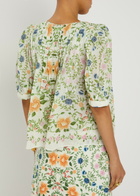 Farm Rio Folk Floral-print Cotton Blouse Multicoloured