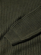 EDWIN - Slim-Fit Garment-Washed Ribbed-Knit Rollneck Sweater - Green