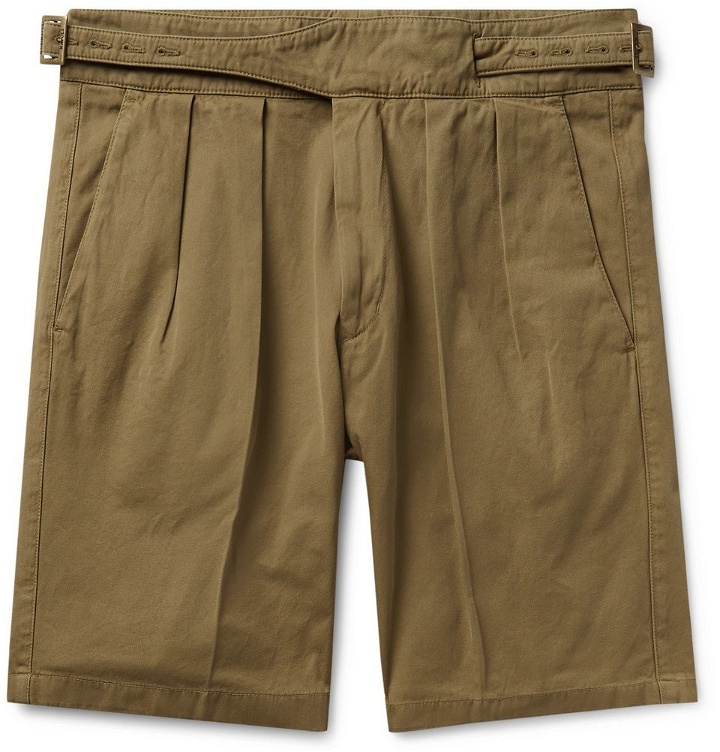 Photo: Rubinacci - Manny Pleated Cotton-Twill Shorts - Army green