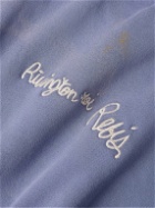 RRR123 - Gym Bag Logo-Embroidered Paint-Splattered Cotton-Jersey Hoodie - Purple