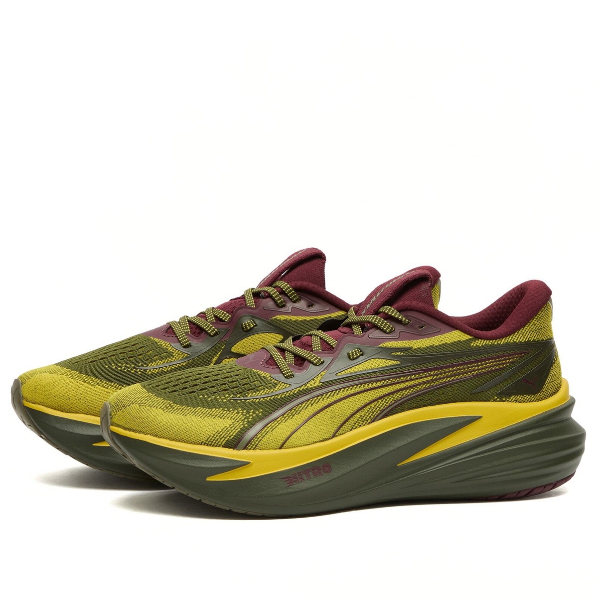Puma Men's Running MagMax NITRO 2 Sneaker in Fresh Pear/Dark Olive