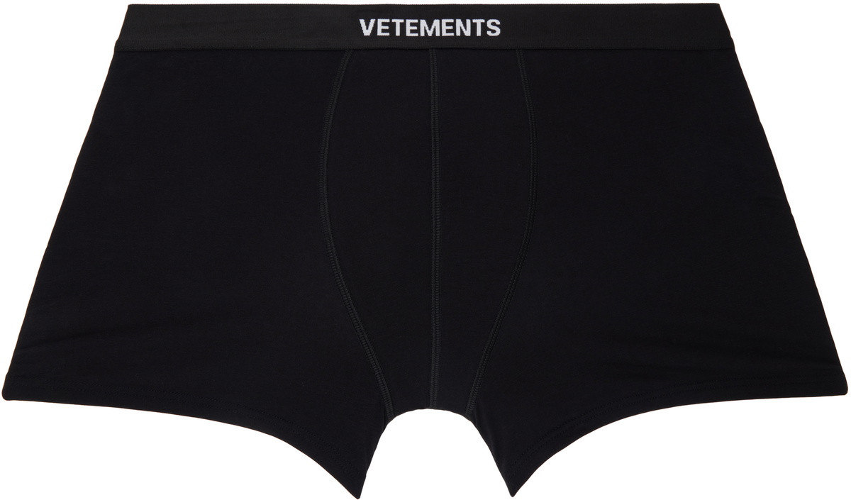 VETEMENTS LOGO BOXERS ブラック S サイズギフトボックス付 VETEMENTS - Logo-Print Stretch-Cotton Boxers - Black Vetements