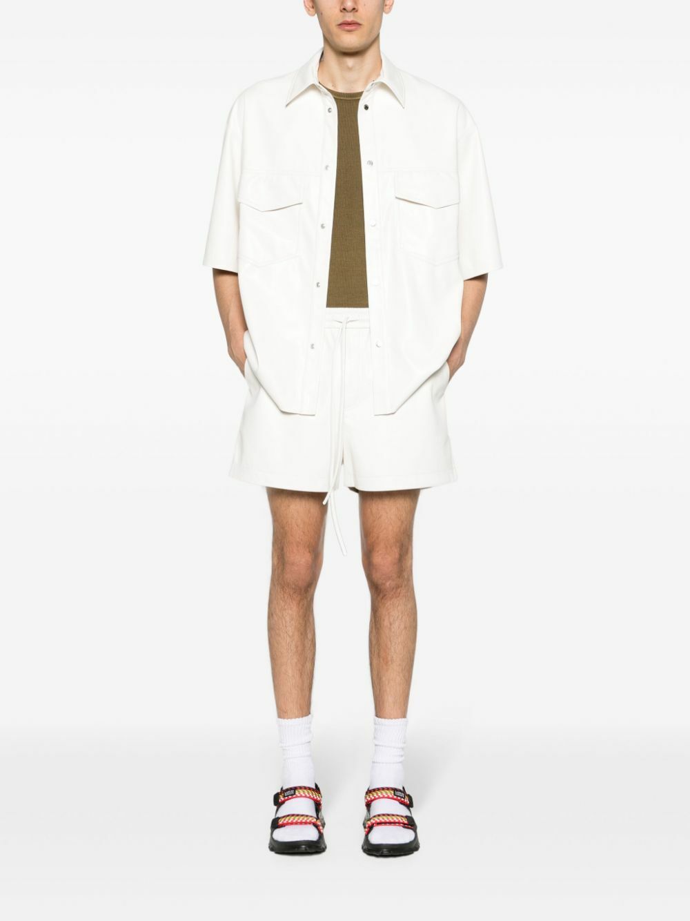 Nanushka White Faux-Leather Drawstring Shorts