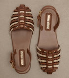 Miu Miu Leather and suede slingback fisherman sandals
