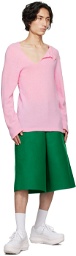Comme des Garçons Homme Plus Pink Asymmetric Sweater
