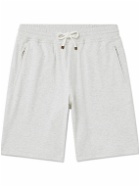Brunello Cucinelli - Straight-Leg Cotton-Blend Jersey Drawstring Shorts - Gray