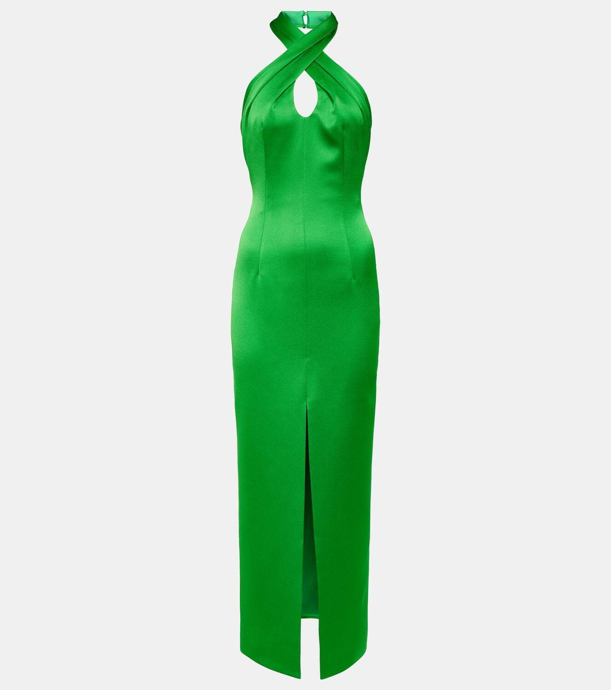 Rasario Halterneck satin midi dress