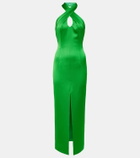 Rasario Halterneck satin midi dress