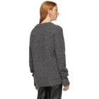 Tibi Grey Alpaca Airy V-Neck Sweater