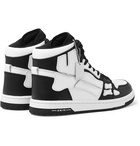 AMIRI - Skel-Top Grosgrain-Trimmed Colour-Block Leather High-Top Sneakers - Black