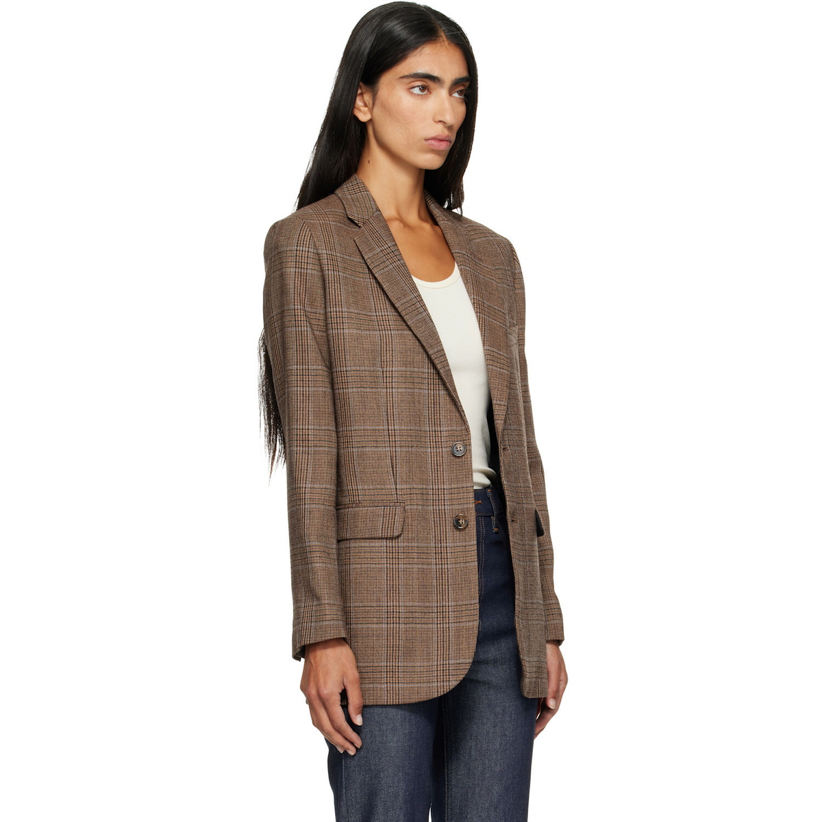 A.P.C. Brown Check Wool Blazer