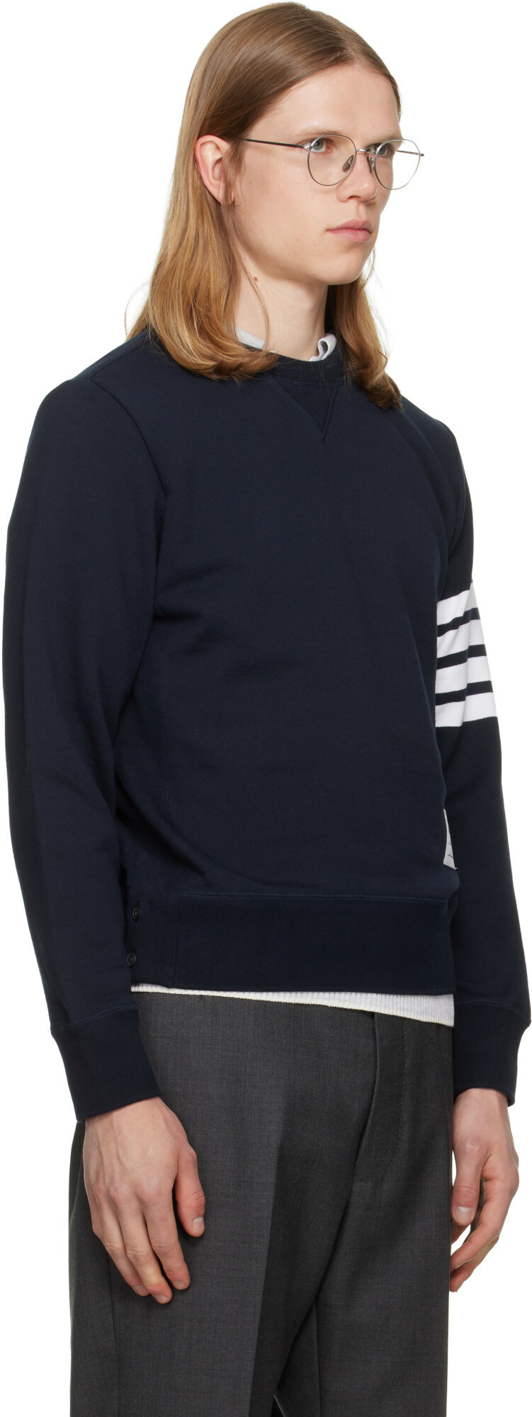 Thom Browne Navy Classic Loopback 4-Bar Sweatshirt