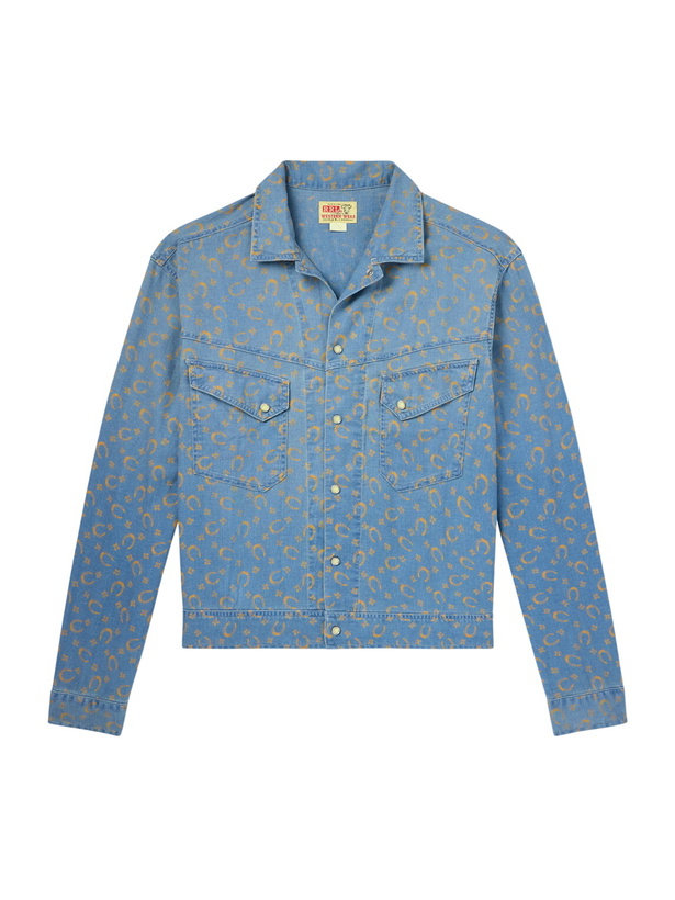 Photo: RRL - Printed Cotton and Linen-Blend Shirt - Blue