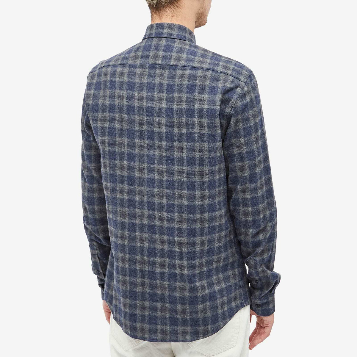 90'S Field Master Long Sleeve Flannel Check Shirt Made in USA Men's M Size Vintage cotton navy blue type Vintage Second Hand