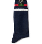 Beams Plus - Schoolboy Striped Cotton-Blend Socks - Blue