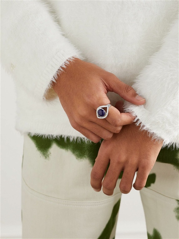 Photo: Jacquie Aiche - Eye Large White Gold Lapis Lazuli and Diamond Ring - Blue