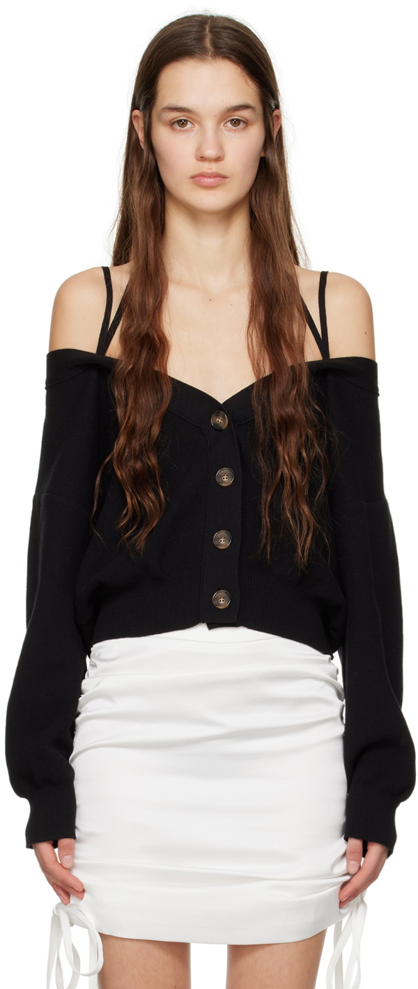 J KOO Black Strap Cardigan