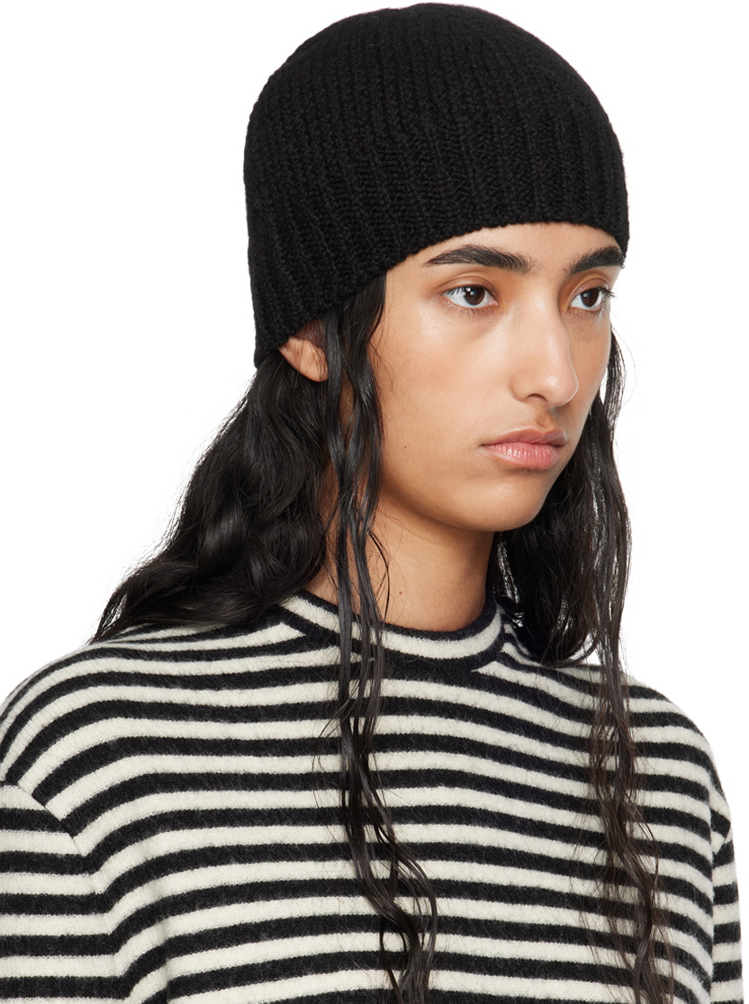 Jil Sander Black Irregular Texture Wool Beanie
