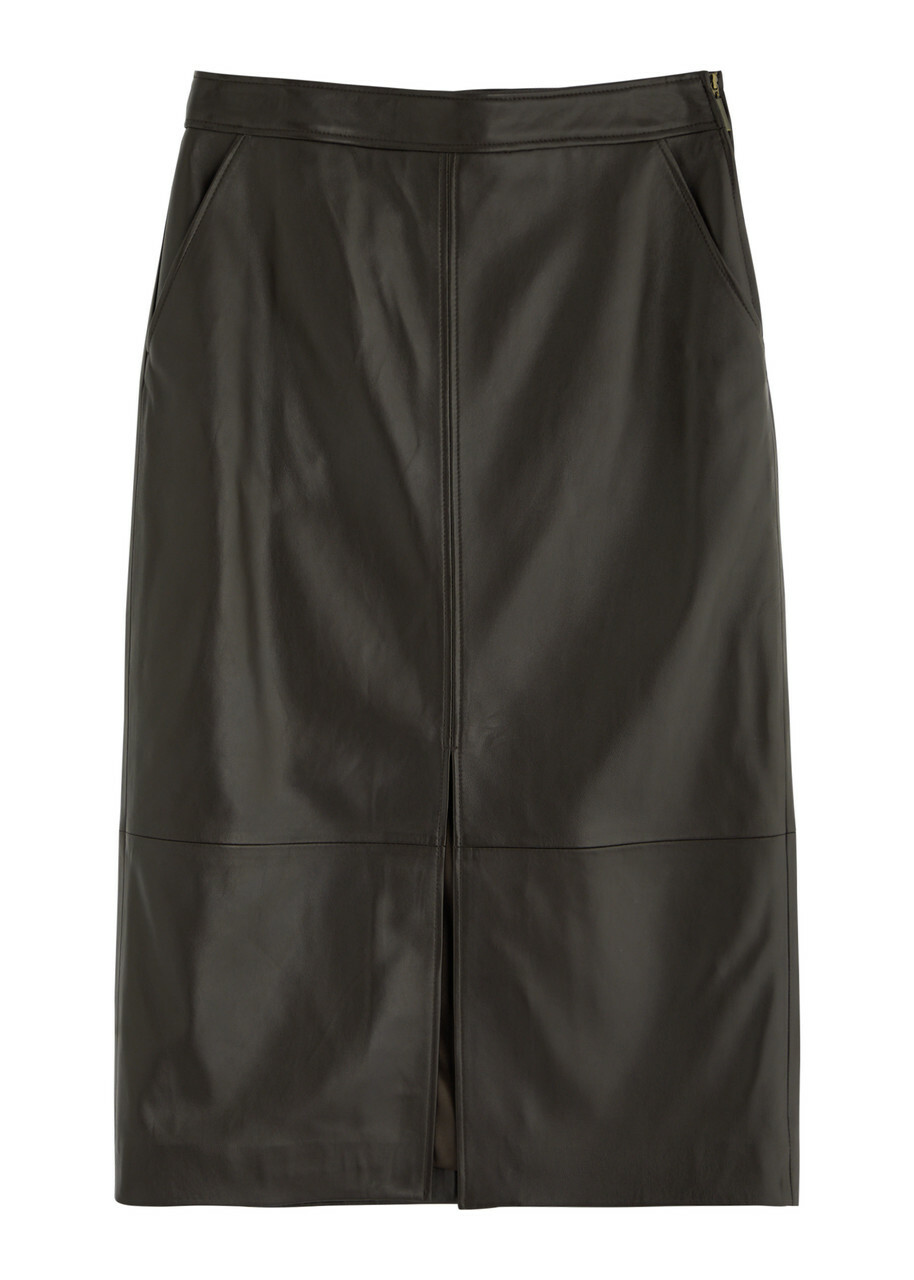 Arma Arkina Panelled Leather Midi Skirt Brown