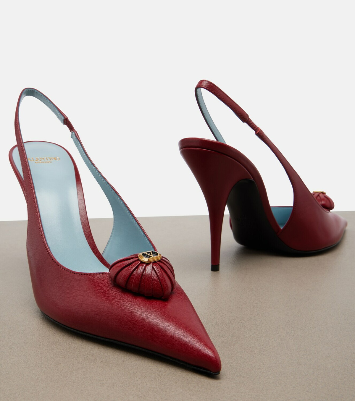 Valentino Garavani Cœur Royal leather slingback pumps