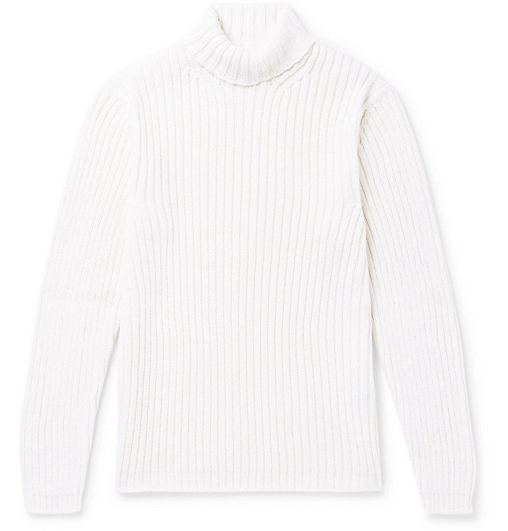 Photo: Dunhill - Slim-Fit Ribbed Merino Wool Rollneck Sweater - Men - White