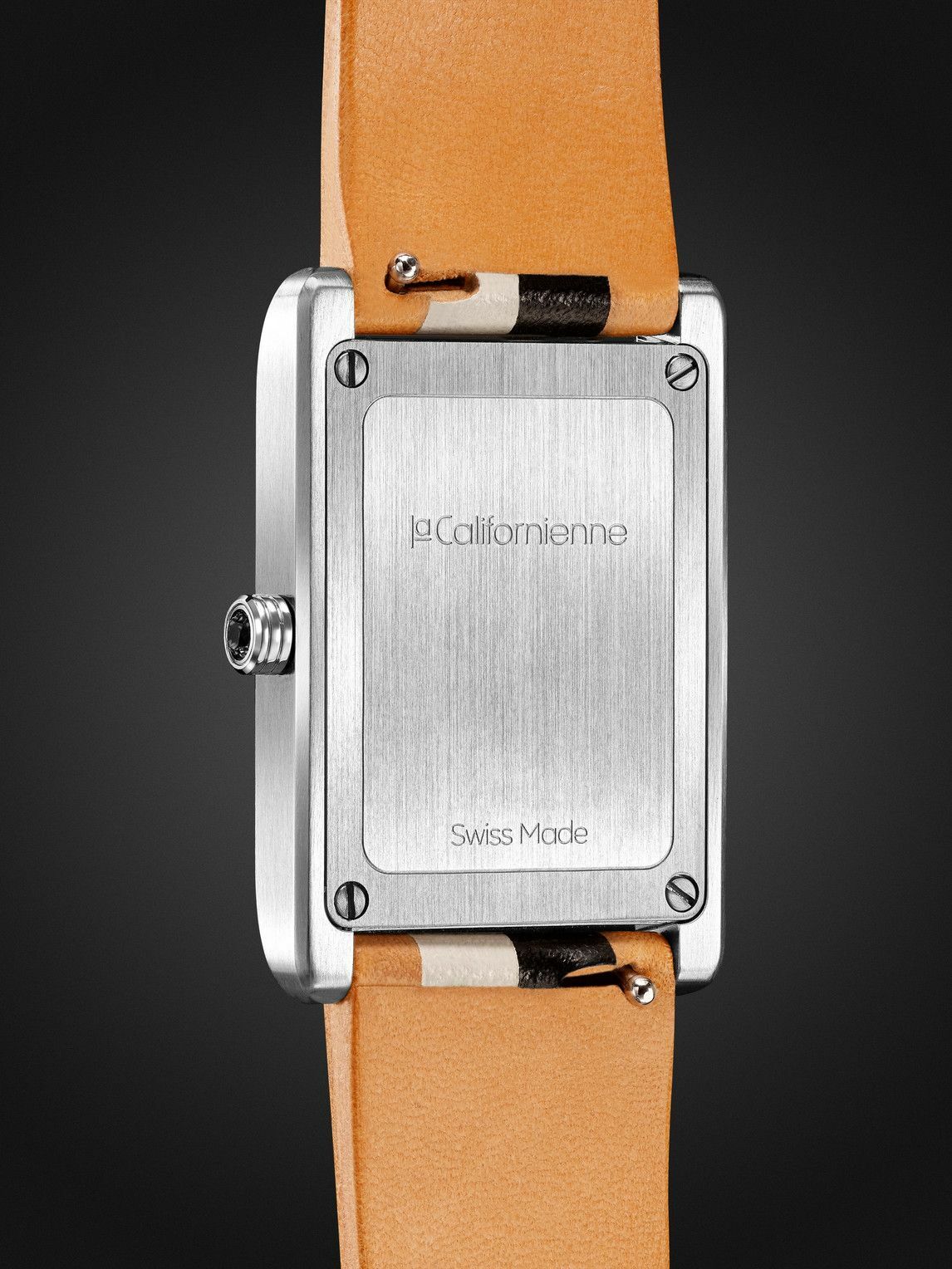 laCalifornienne - Daybreak 24mm Steel and Leather Watch, Ref. No. DB-06 SS B&W