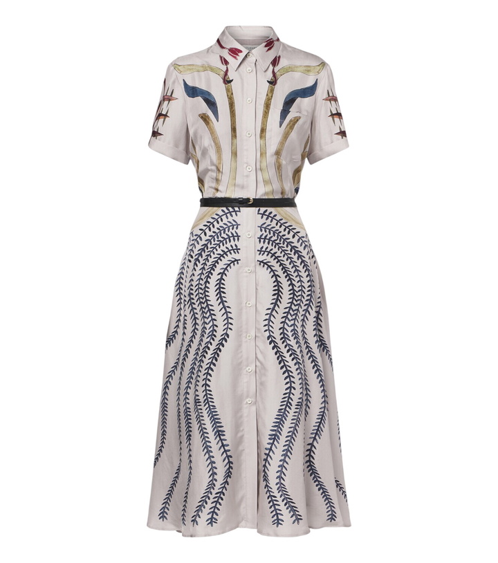 Photo: Altuzarra Kiera belted printed silk shirt dress