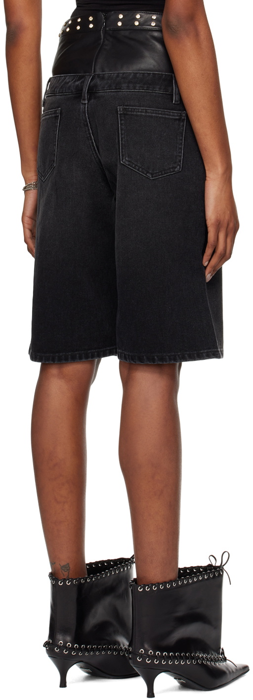 ALL-IN Black Double Denim Shorts