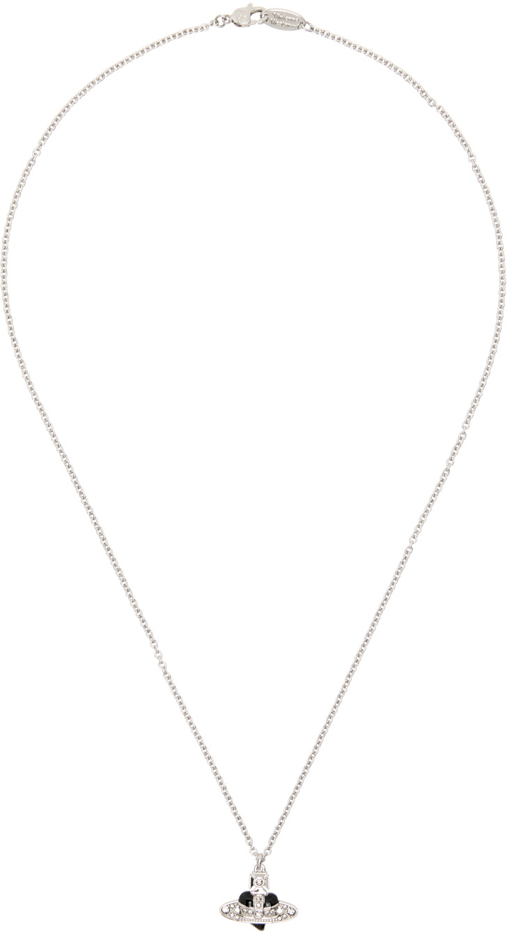Vivienne Westwood Silver Diamante Heart Pendant Necklace