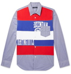 Comme des Garçons HOMME - Slim-Fit Panelled Printed Cotton-Jersey and Checked Cotton-Poplin Shirt - Blue