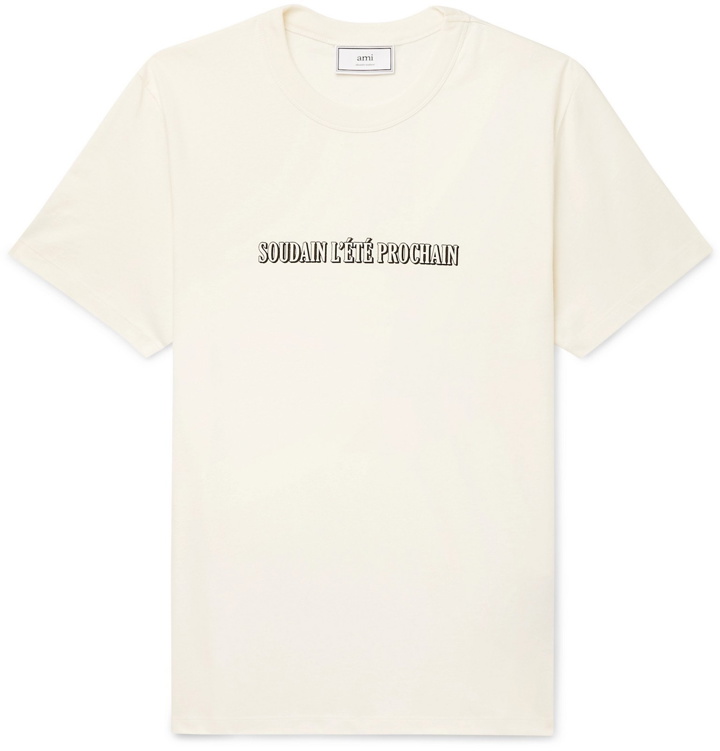 Photo: AMI - Printed Cotton-Jersey T-Shirt - White