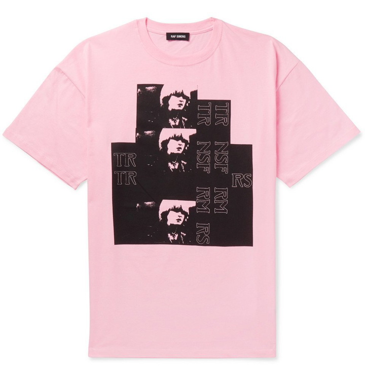 Photo: Raf Simons - Printed Cotton-Jersey T-Shirt - Men - Pink