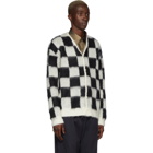 Needles Off-White and Black Mohair Checkered Cardigan