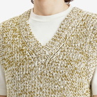 AMI Paris Men's Sleeveless V Neck Sweater in White Cream/Lichen