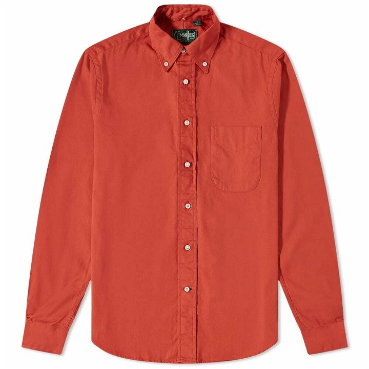 Photo: Gitman Vintage Men's Button Down Overdyed Oxford Shirt in Orange