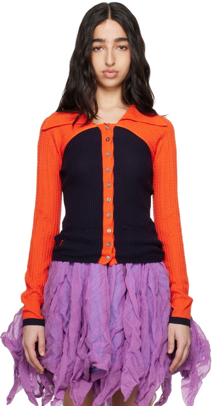 Photo: Kiko Kostadinov Navy & Orange Rover Knit Cardigan