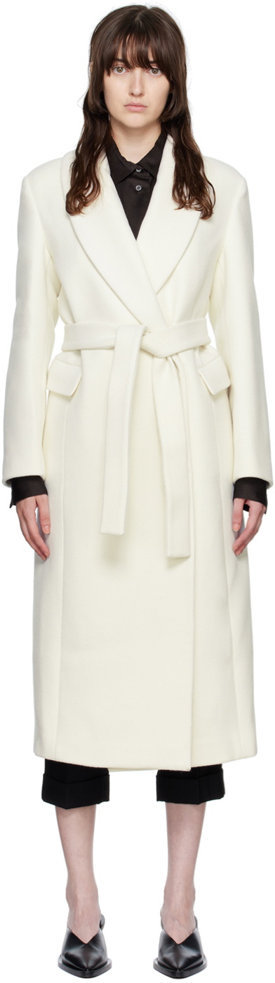 Nothing Written SSENSE Exclusive Off-White Shawl Collar Coat