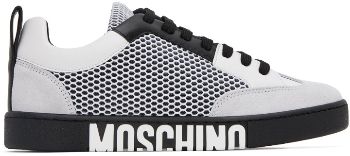 Photo: Moschino White & Black Side Logo Sneakers