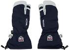 Hestra Navy & Off-White Heli Ski 3-Finger Gloves