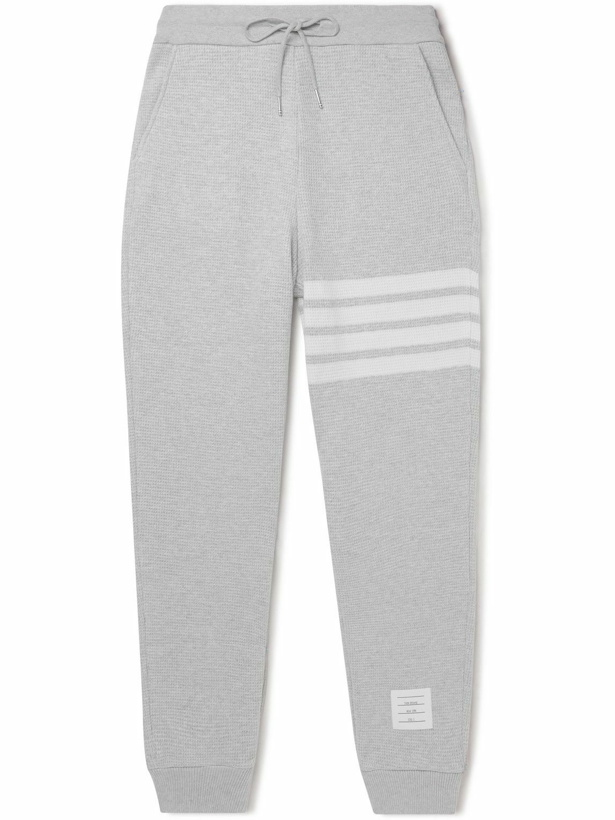 Photo: Thom Browne - Tapered Striped Waffle-Knit Cashmere and Wool-Blend Sweatpants - Gray