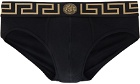 Versace Underwear Three-Pack Black Greca Border Briefs