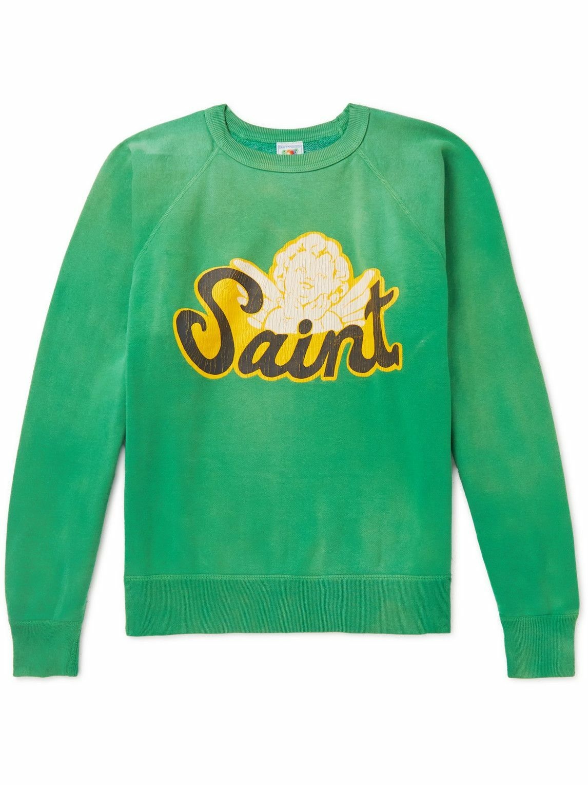 Photo: SAINT Mxxxxxx - Logo-Print Cotton-Jersey Sweatshirt - Green