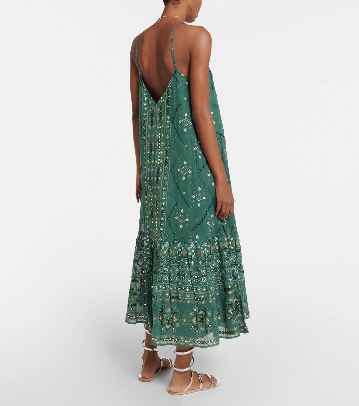 Juliet Dunn Embellished printed cotton midi dress Juliet Dunn