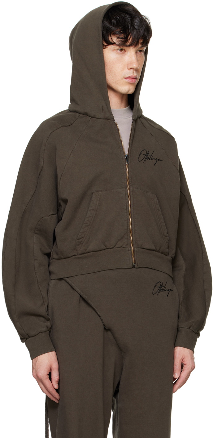 Ottolinger Brown Multiline Zip Hoodie