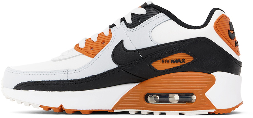 Nike White Kids Sneakers with Black Swoosh and Orange Heel Detail Nike Kids Court Borough Low Recraft White, Total Orange  main image 3