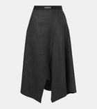 Loewe Asymmetric wool and cashmere midi skirt