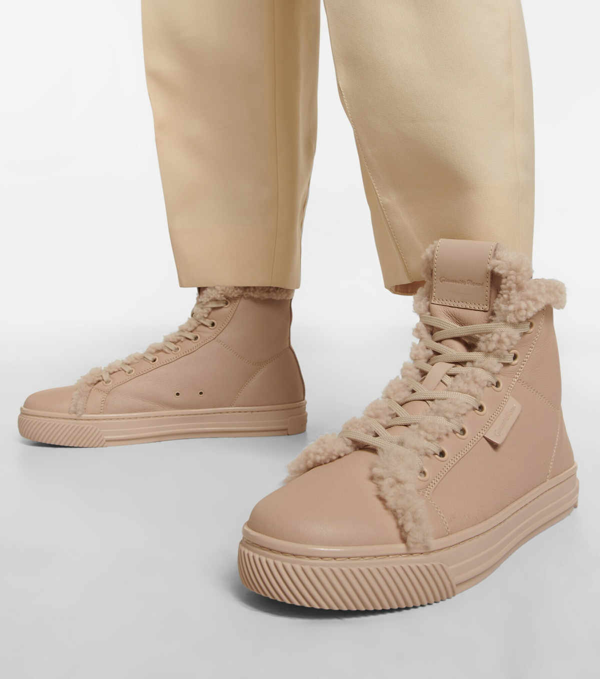 Gianvito Rossi - 360 High shearling-lined leather sneakers
