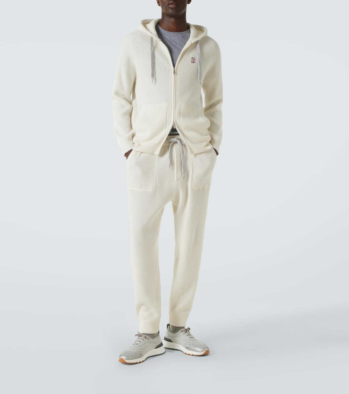 Brunello Cucinelli Ribbed-knit cashmere zip-up hoodie