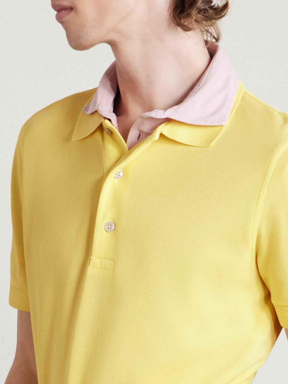 TOM FORD - Slim-Fit Lyocell and Cotton-Blend Piqué Polo Shirt - Yellow
