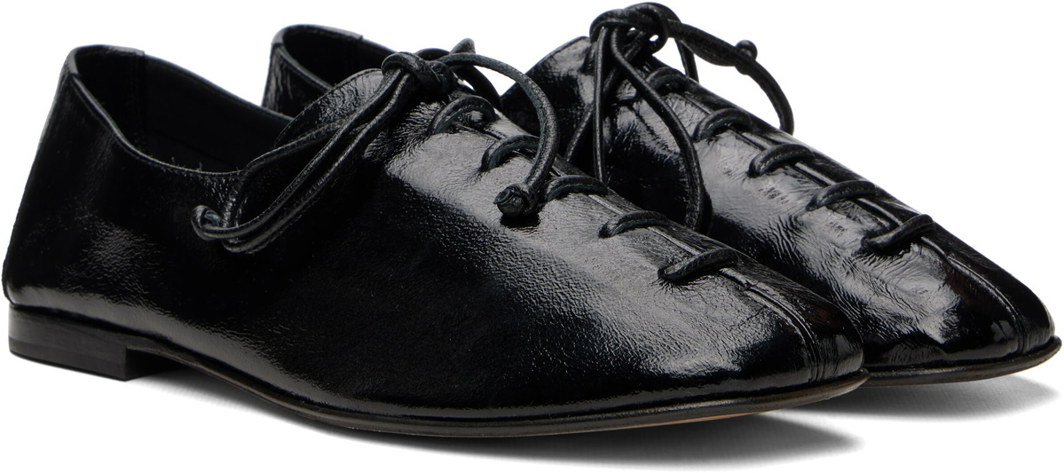 HEREU Black Plegada Crinkled Glossy Flats